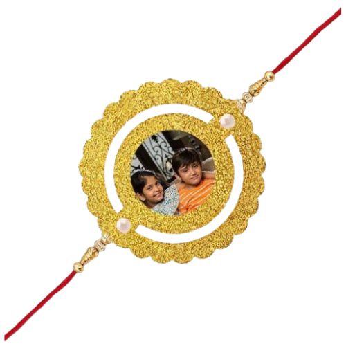 Fancy Circle Design Customized Photo Printed Rakhi